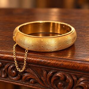Vintage 1950s Bracelet Gold Filled Shell Dotted Lines Mixed Construction - 15L